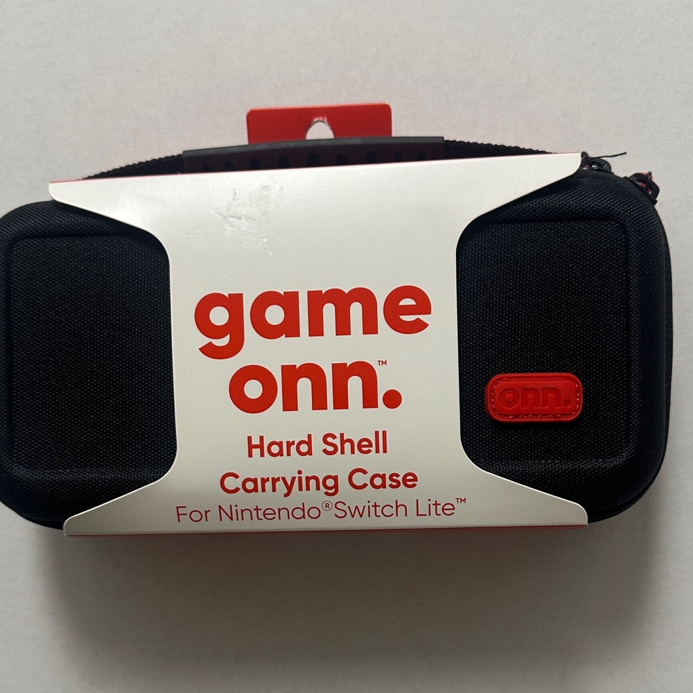 Onn Black and Red Hard Shell Carrying Case for Nintendo Switch Lite
